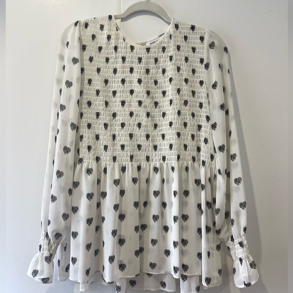 Long Sleeve Sheer Heart Blouse - Picture 1 of 3